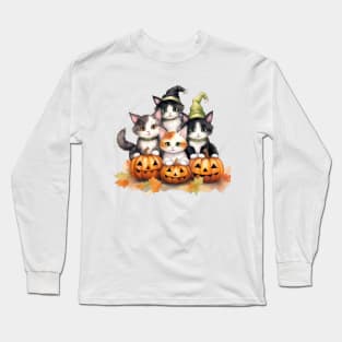 Cats, Pumpkins, and Halloween Hugs Long Sleeve T-Shirt